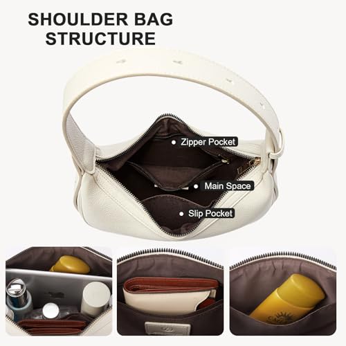 BOSTANTEN Beige Vegan Leather Crescent Shoulder Bag