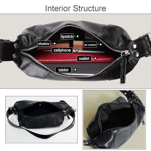 Black Adjustable Strap Barsine Shoulder Tote Bag