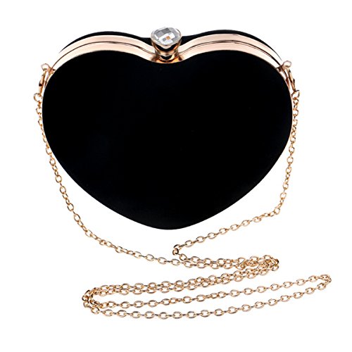 Chic Heart Shaped Black Mini Clutch Purse