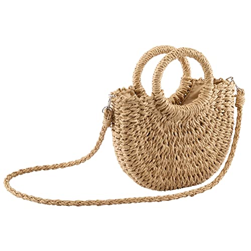 Ayliss Khaki Straw Tote Bag for Summer