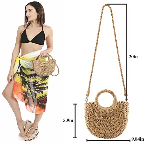 Ayliss Khaki Straw Tote Bag for Summer