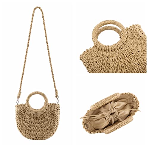 Ayliss Khaki Straw Tote Bag for Summer