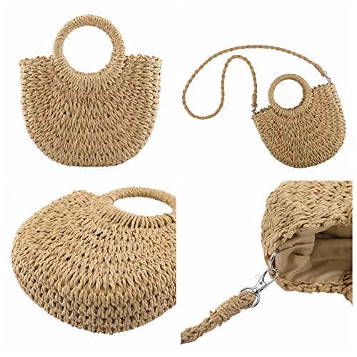 Ayliss Khaki Straw Tote Bag for Summer