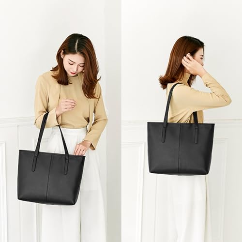 FITDON Women's Faux Leather Zip Tote Bag