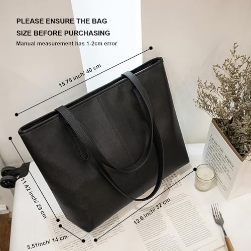 FITDON Women's Faux Leather Zip Tote Bag