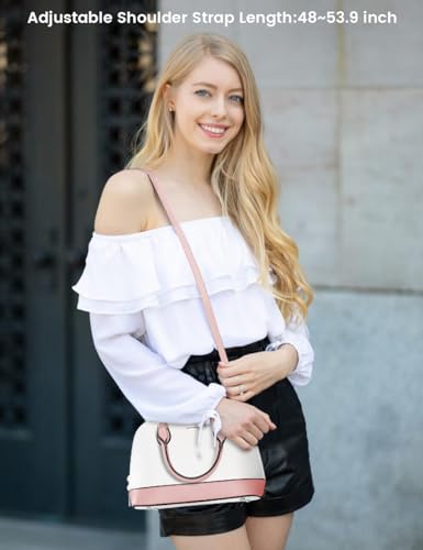 Pink&Beige Double Zip Small Crossbody Dome Satchel