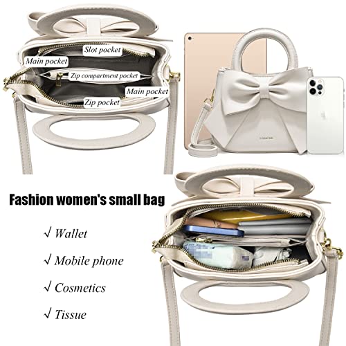 Designer Leather Handbag with Bow Knot for Women