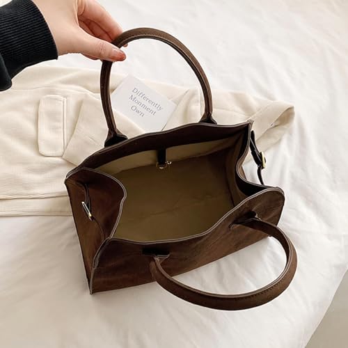 Brown Suede Vintage Tote Bag for Women