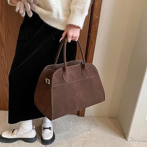Brown Suede Vintage Tote Bag for Women