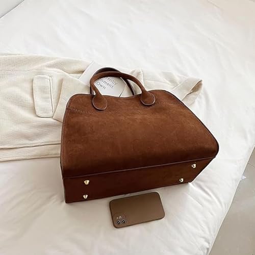 Brown Suede Vintage Tote Bag for Women