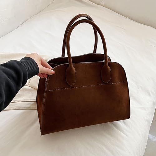 Brown Suede Vintage Tote Bag for Women