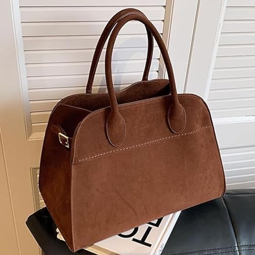 Brown Suede Vintage Tote Bag for Women
