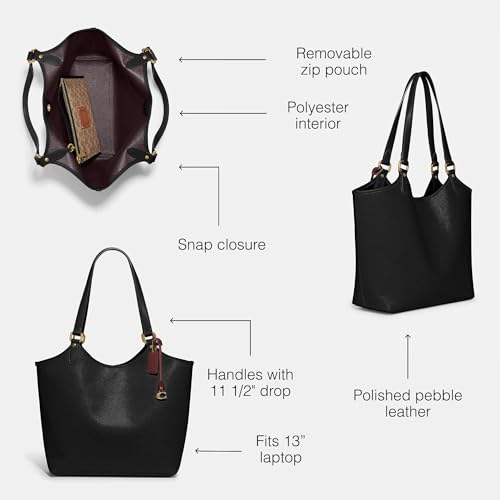 Black COACH Polished Pebble Leather Day Tote