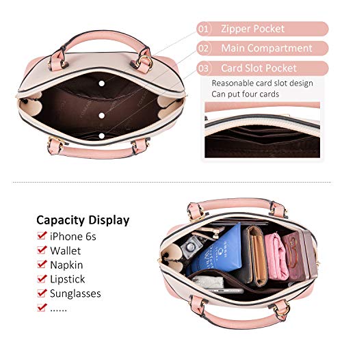Pink&Beige Double Zip Small Crossbody Dome Satchel