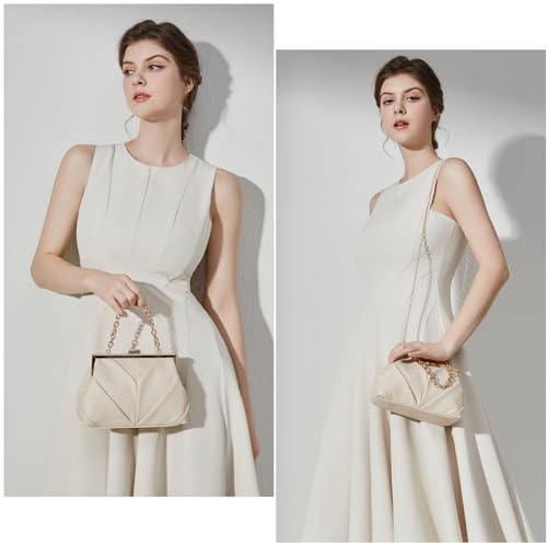 Elegant Beige PU Leather Evening Clutch Bag