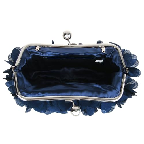 JAMBHALA Mini Floral Evening Clutch Bag - Navy Blue