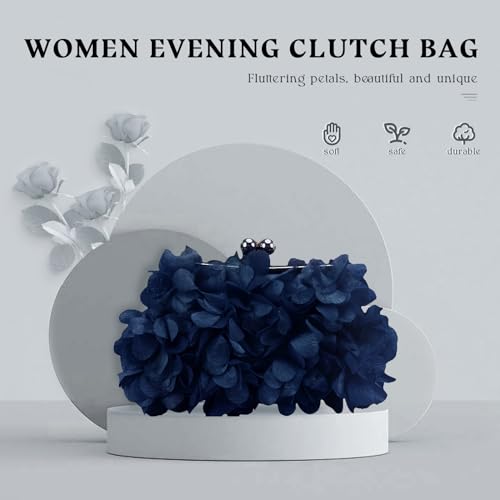 JAMBHALA Mini Floral Evening Clutch Bag - Navy Blue