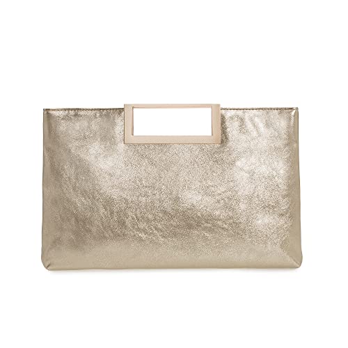Elegant Gold PU Leather Convertible Clutch Purse