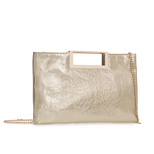Elegant Gold PU Leather Convertible Clutch Purse