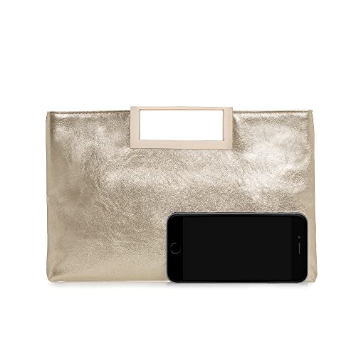 Elegant Gold PU Leather Convertible Clutch Purse