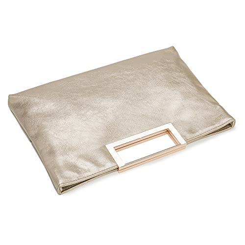 Elegant Gold PU Leather Convertible Clutch Purse
