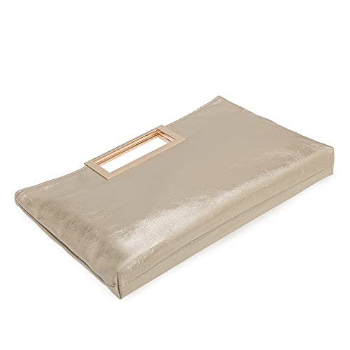 Elegant Gold PU Leather Convertible Clutch Purse