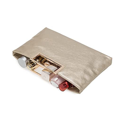 Elegant Gold PU Leather Convertible Clutch Purse