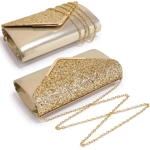 Dasein Glitter Gold Evening Clutch Bag