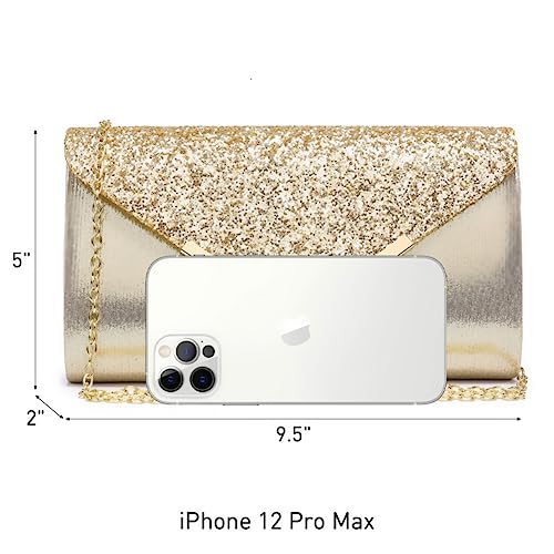 Dasein Glitter Gold Evening Clutch Bag