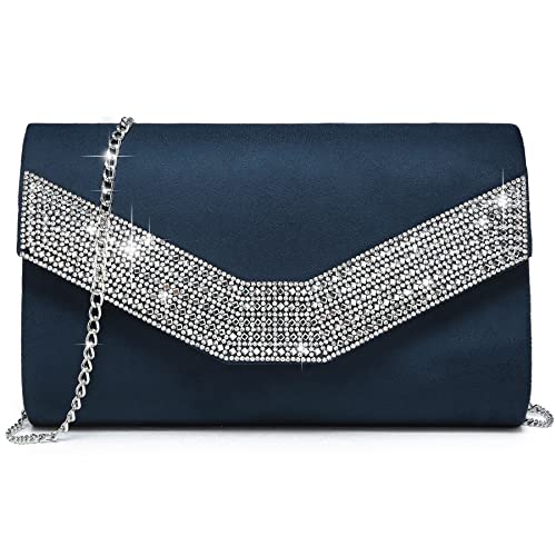 Dasein Rhinestone Navy Evening Clutch Handbag