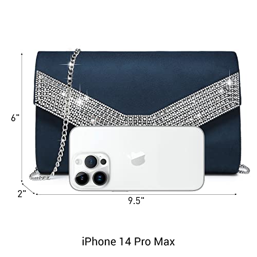 Dasein Rhinestone Navy Evening Clutch Handbag