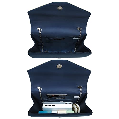 Dasein Rhinestone Navy Evening Clutch Handbag