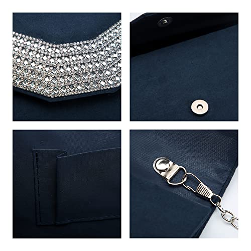 Dasein Rhinestone Navy Evening Clutch Handbag