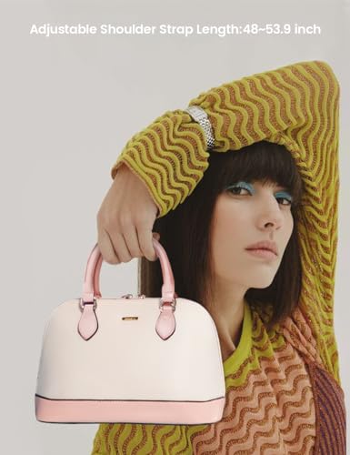 Pink&Beige Double Zip Small Crossbody Dome Satchel