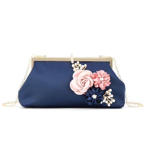 Elegant Flower Satin Evening Clutch Bag