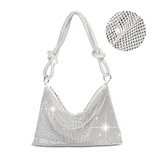 Sparkly Silver Rhinestone Clutch Handbag 10.2