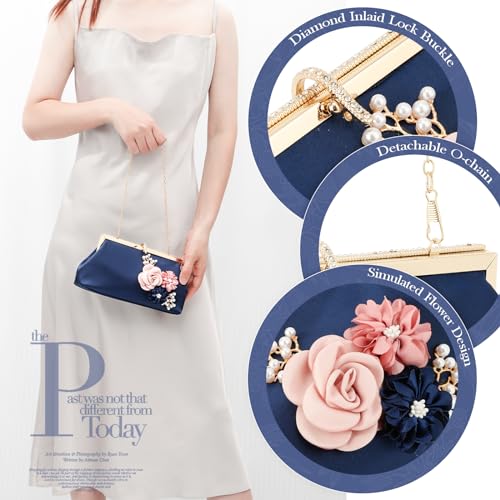 Elegant Flower Satin Evening Clutch Bag