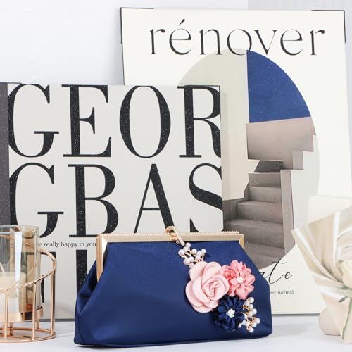 Elegant Flower Satin Evening Clutch Bag