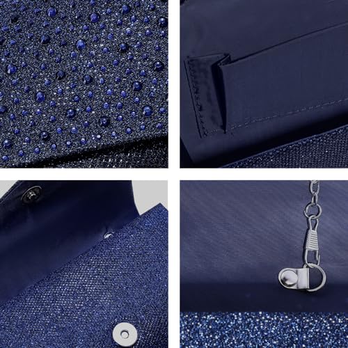 CurvChic Rhinestone Evening Clutch Purse - Navy Blue