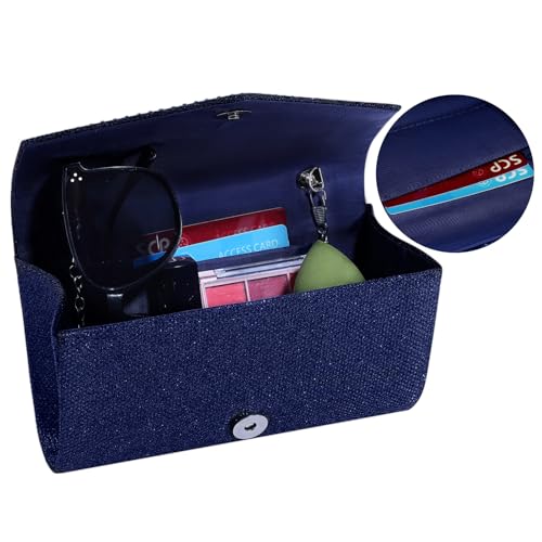 CurvChic Rhinestone Evening Clutch Purse - Navy Blue