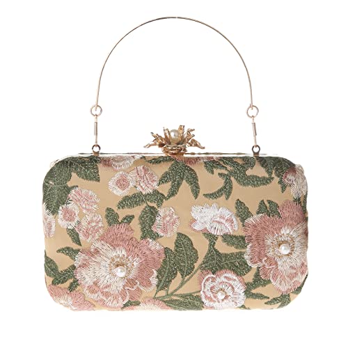 Vintage Floral Beaded Sequin Crossbody Clutch Handbag