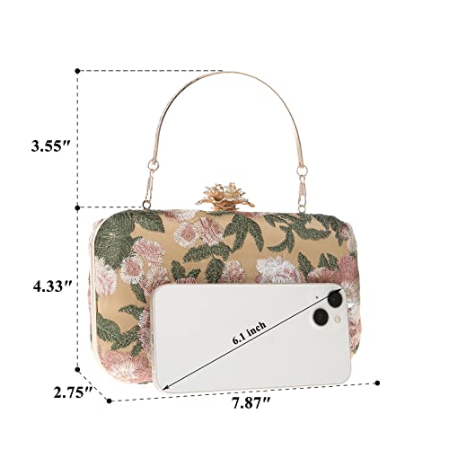 Vintage Floral Beaded Sequin Crossbody Clutch Handbag