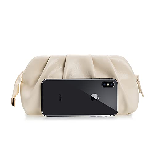 Chic Vegan Leather Pleated Evening Clutch Bag