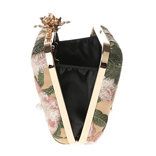 Vintage Floral Beaded Sequin Crossbody Clutch Handbag