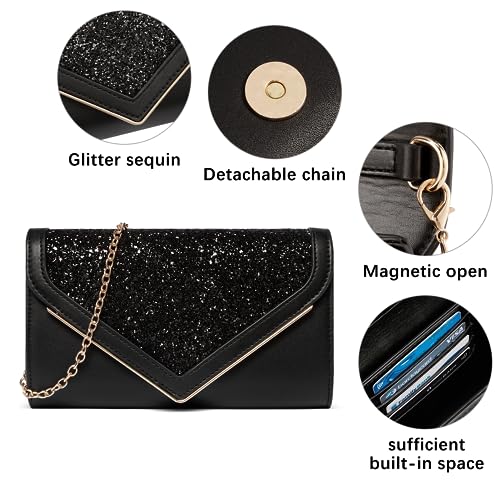 Sparkly Evening Clutch with Detachable Chain