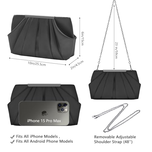 Satin Evening Clutch Bag with Detachable Chain Strap