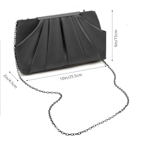 Satin Evening Clutch Bag with Detachable Chain Strap