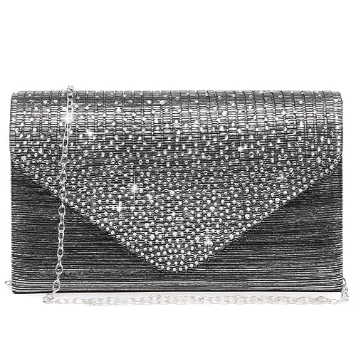 Dasein Satin Rhinestone Evening Clutch Bag (Grey)