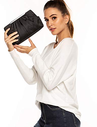 Satin Evening Clutch Bag with Detachable Chain Strap