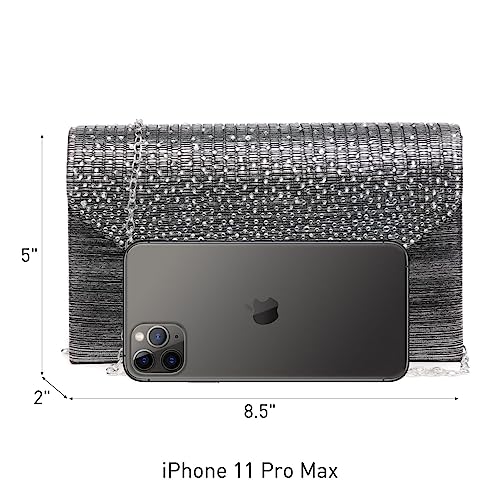 Dasein Satin Rhinestone Evening Clutch Bag (Grey)